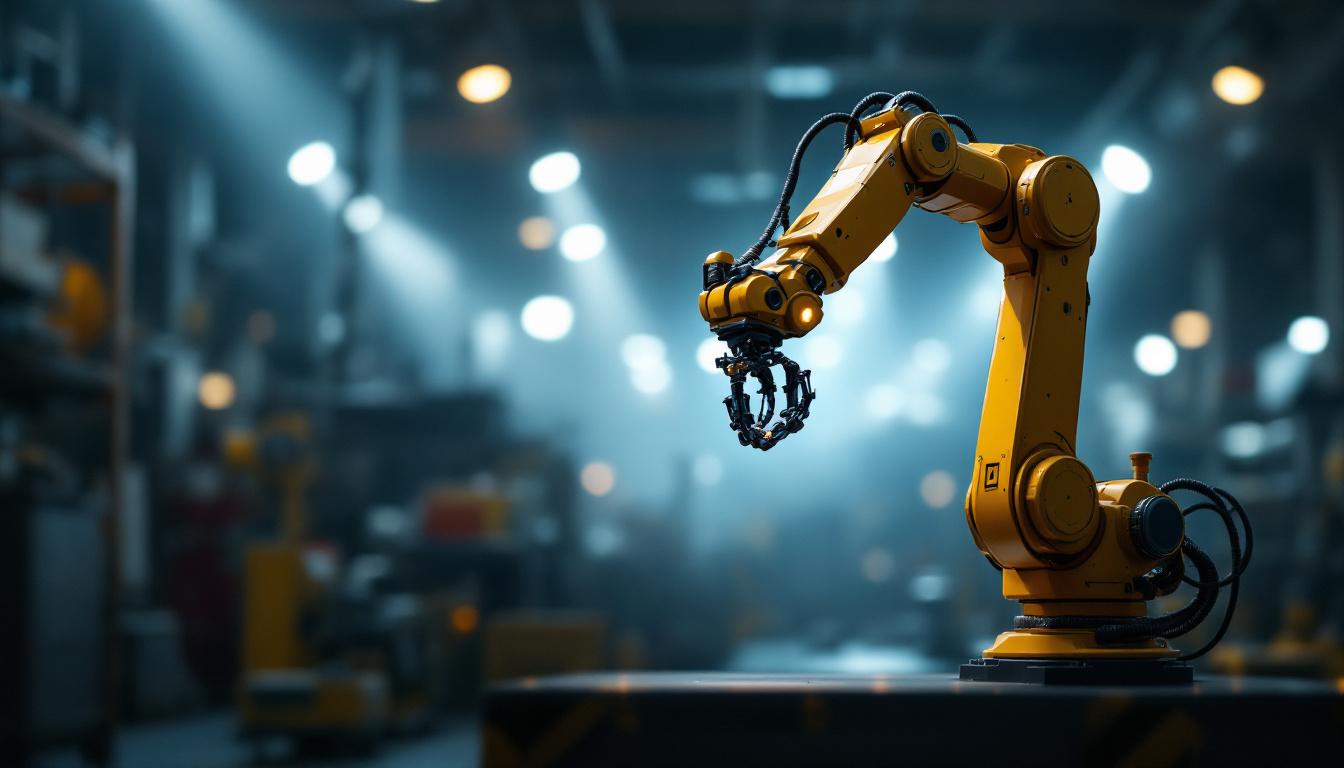 A photograph of a sleek industrial robotic arm in action