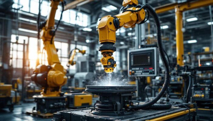 A photograph of a dynamic industrial setting in boston