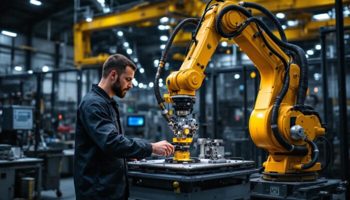 A photograph of a dynamic industrial setting at the iron rails training facility