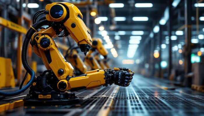 A photograph of a semi-deer guard industrial robotic system in action