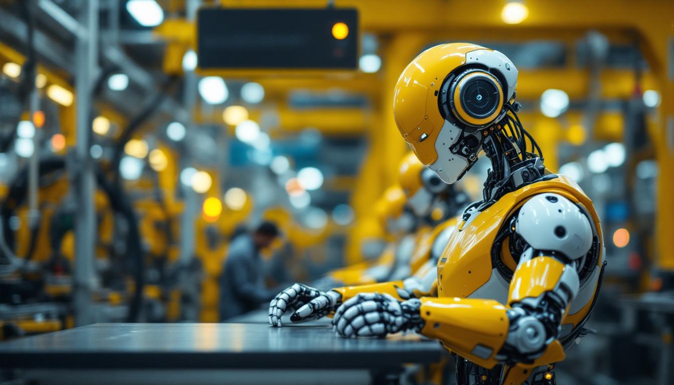 A photograph of a sleek industrial robot in action