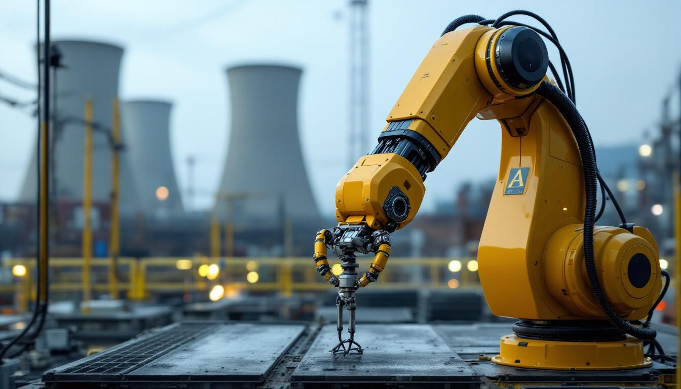 A photograph of a robotic arm in action at a nuclear power plant