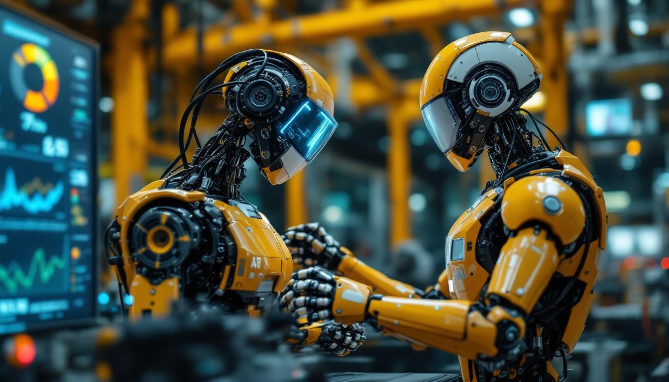 A photograph of a high-tech industrial robot in action