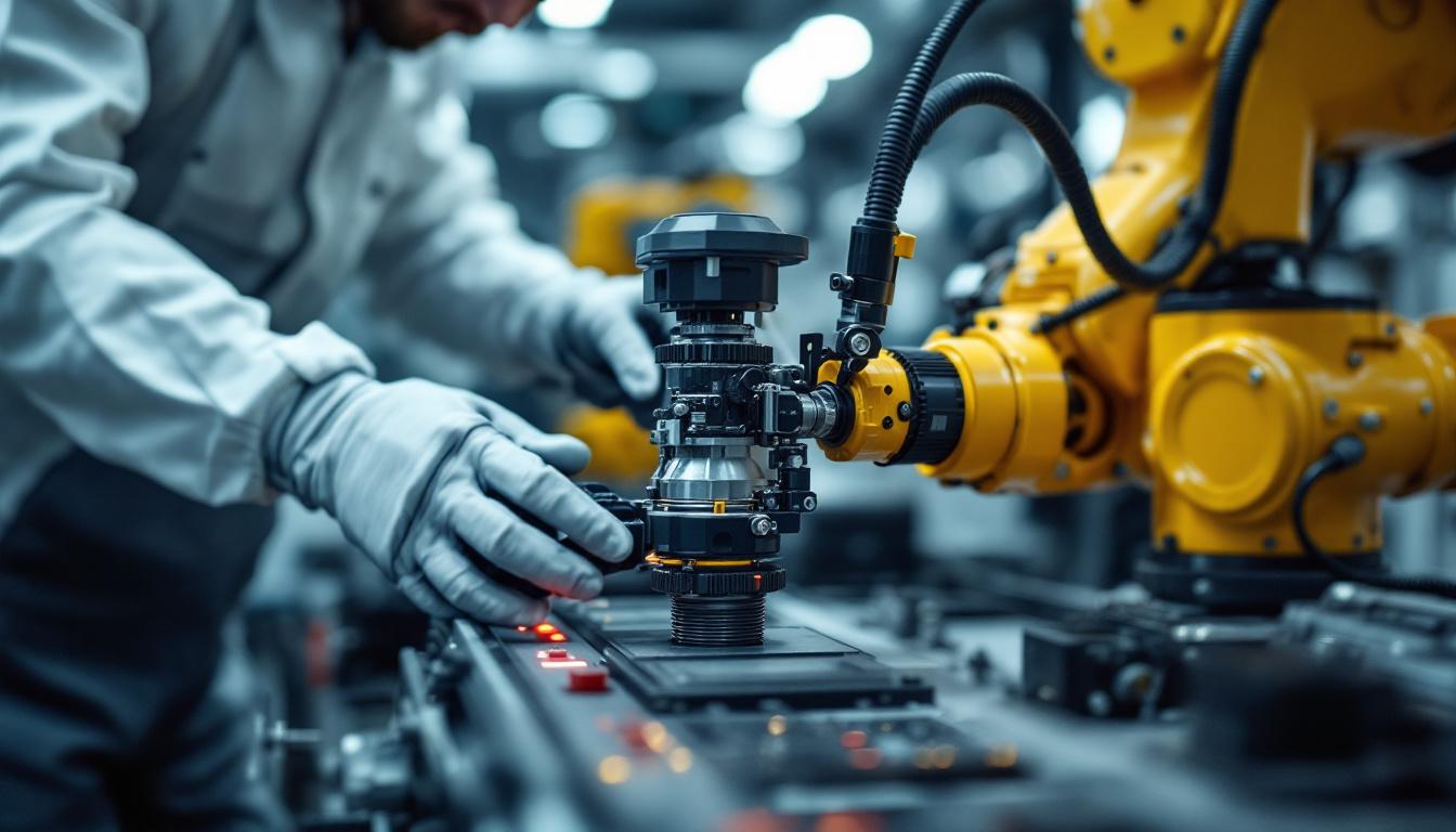 A photograph of a skilled technician operating a tens machine on a robotic leg