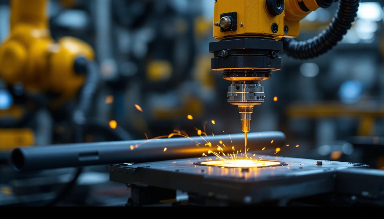 A photograph of a side handle baton being used in an industrial robotic setting