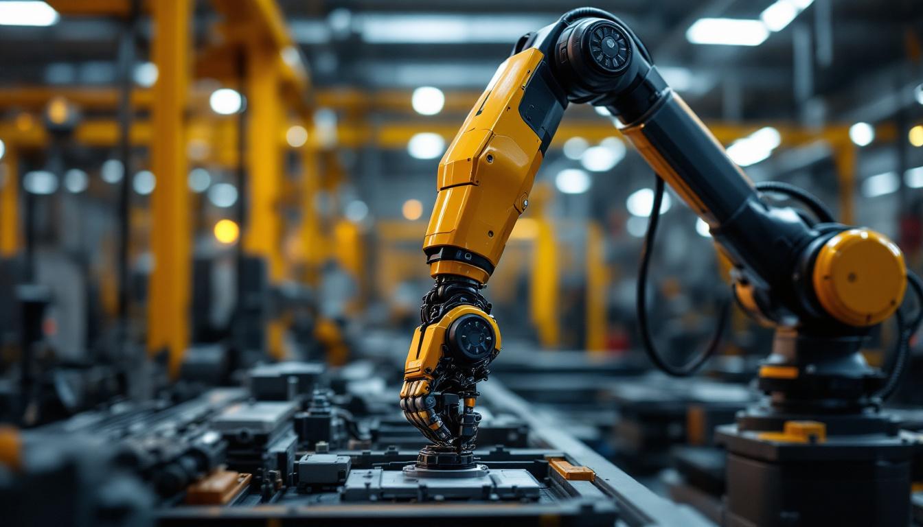 A photograph of a dynamic industrial setting featuring a sleek