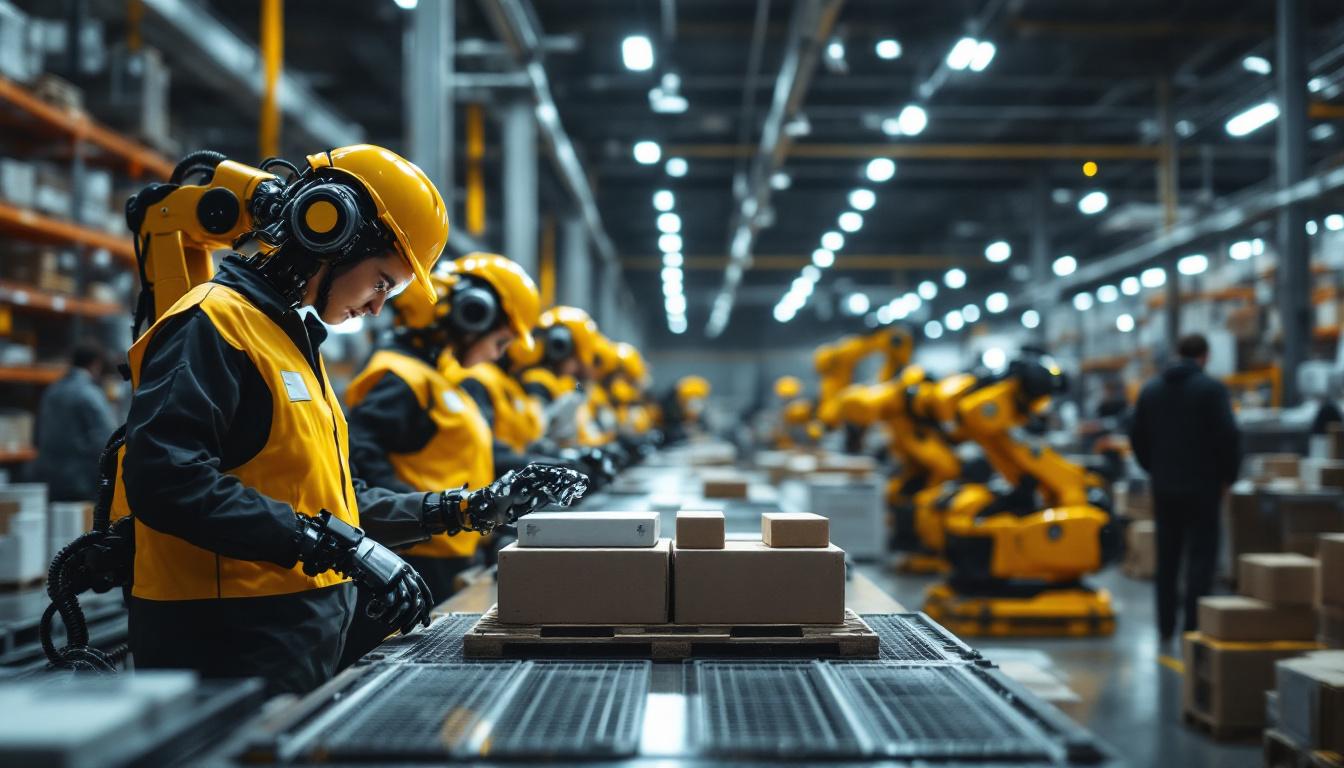 A photograph of a busy warehouse environment in boston