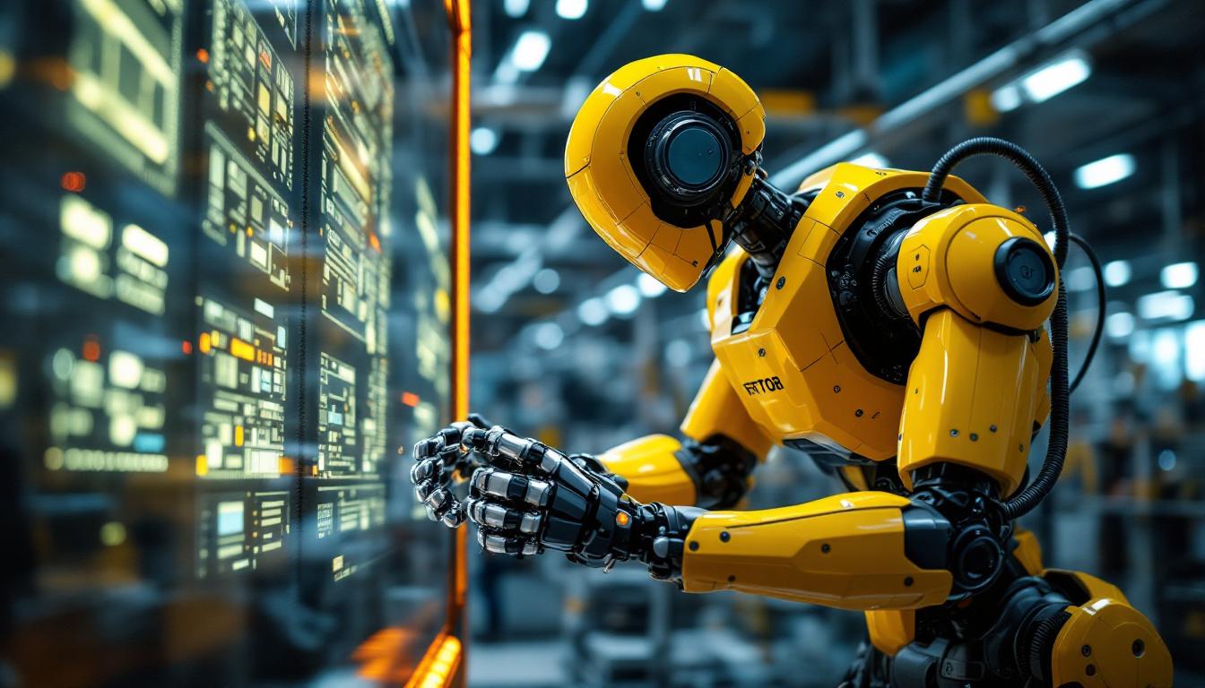 A photograph of a modern industrial robot in action within a manufacturing environment