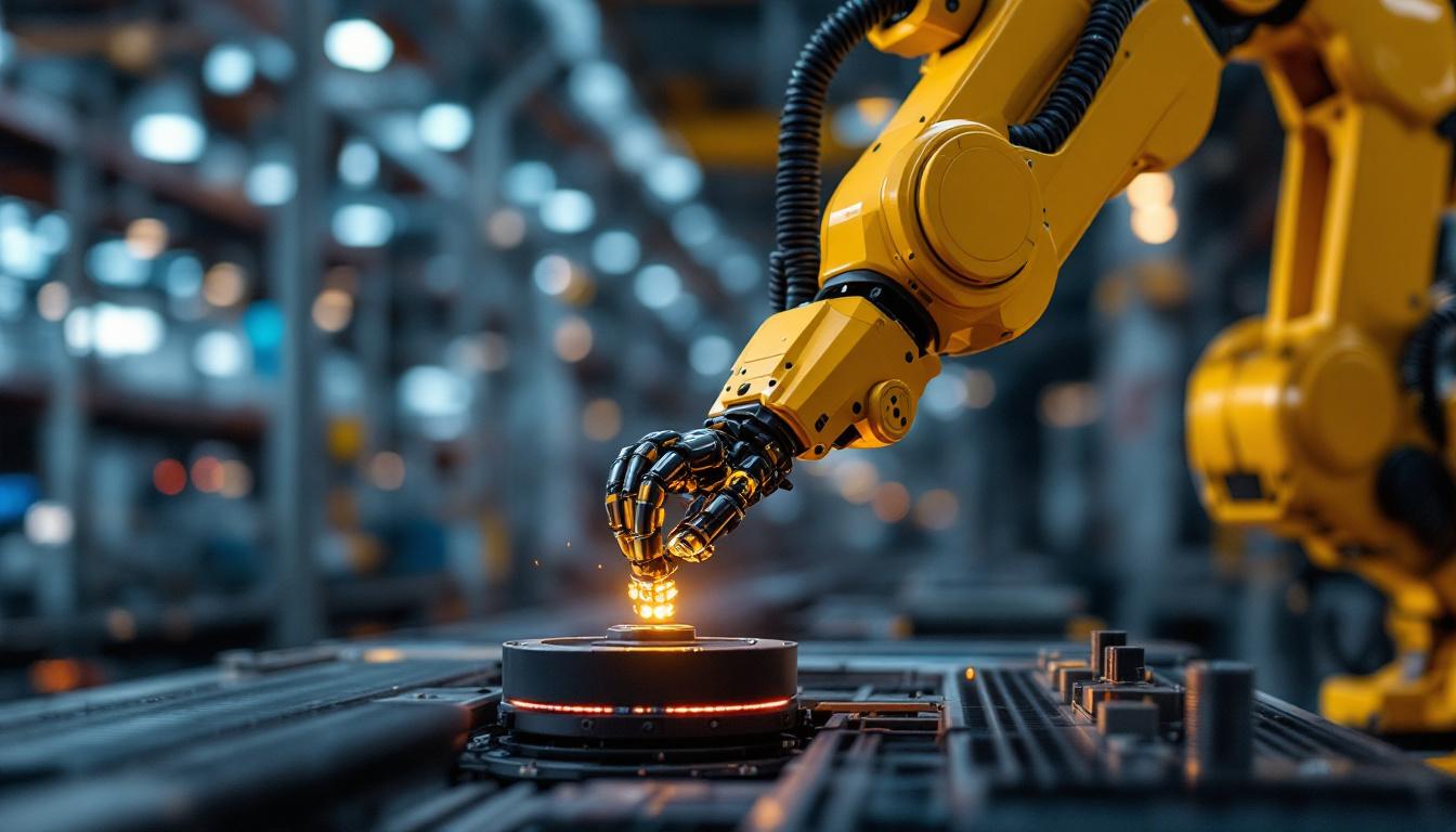 A photograph of a dyna turn signal industrial robot in action