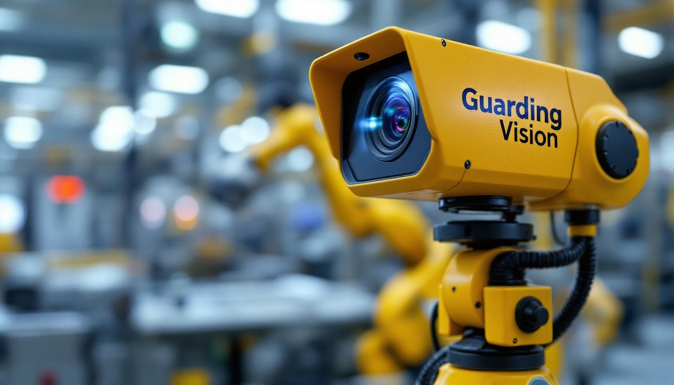 A photograph of a guarding vision camera in an industrial setting
