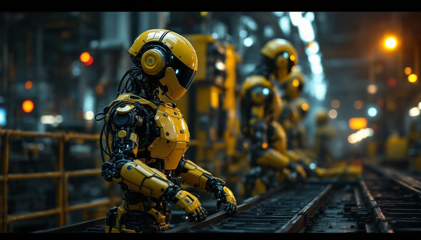 A photograph of capture a photograph of industrial robots in action at the fukushima nuclear power plant