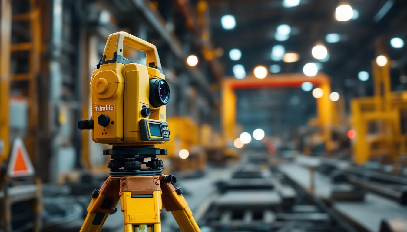 A photograph of capture a photograph of a trimble gps survey equipment setup in an industrial environment