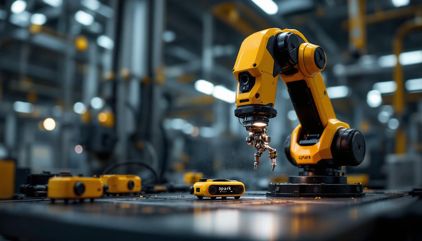 A photograph of capture a photograph of the spark mini 2 industrial robot in action
