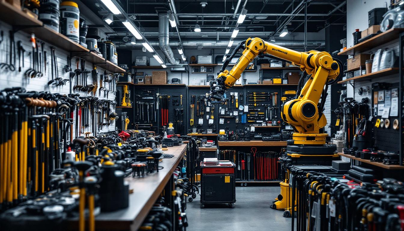 A photograph of a well-organized walking cane store showcasing a variety of canes and assistive devices
