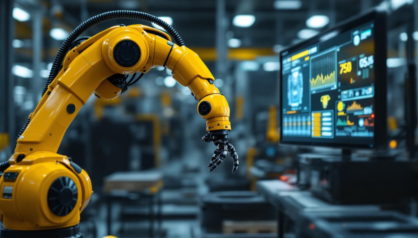 A photograph of a sleek industrial robotic arm in action