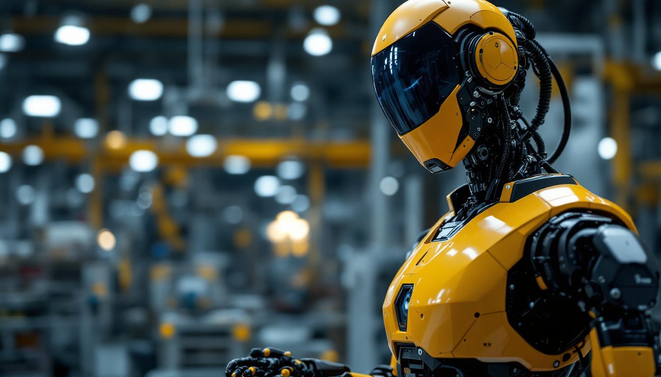 A photograph of a sleek industrial robot in action