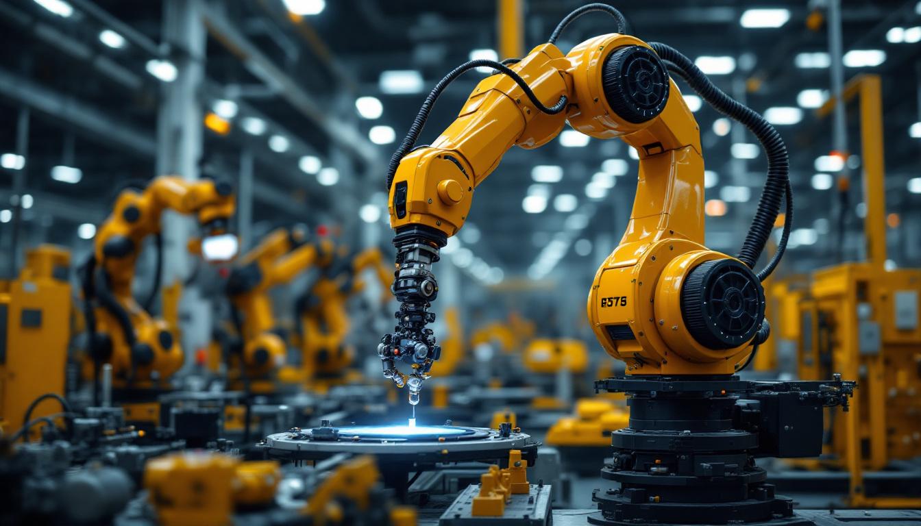 A photograph of a sleek industrial robotic arm in action