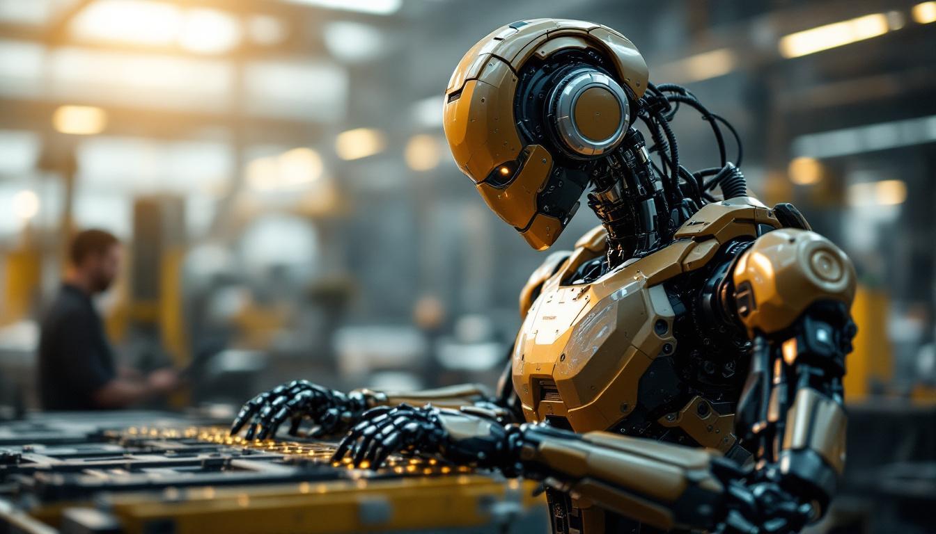 A photograph of a sleek industrial robot in action