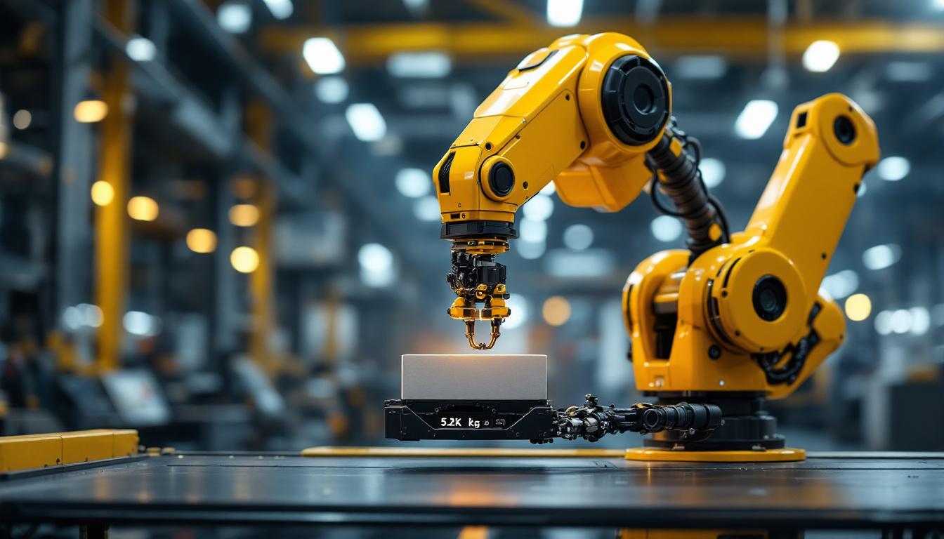A photograph of a sleek industrial robot in action