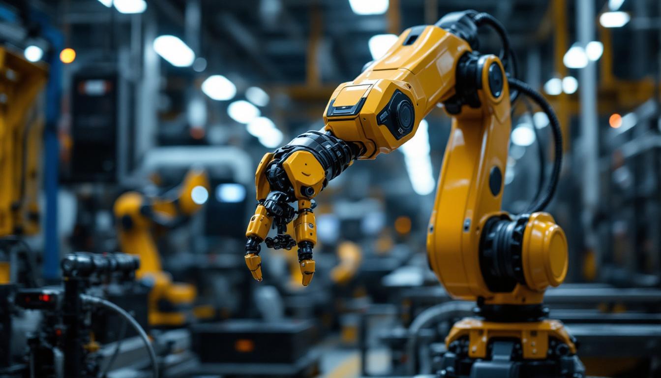 A photograph of a sleek industrial robotic arm in action