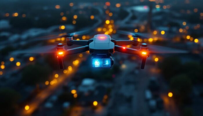 A photograph of a drone equipped with a thermal attachment