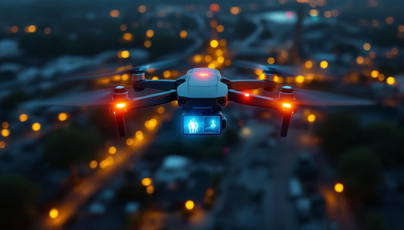 A photograph of a drone equipped with a thermal attachment