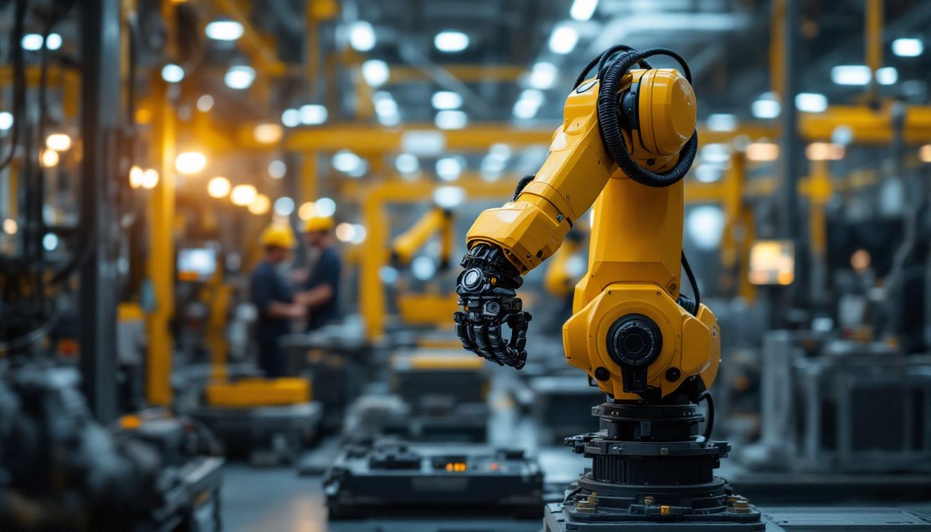 A photograph of a modern industrial robotic arm in action