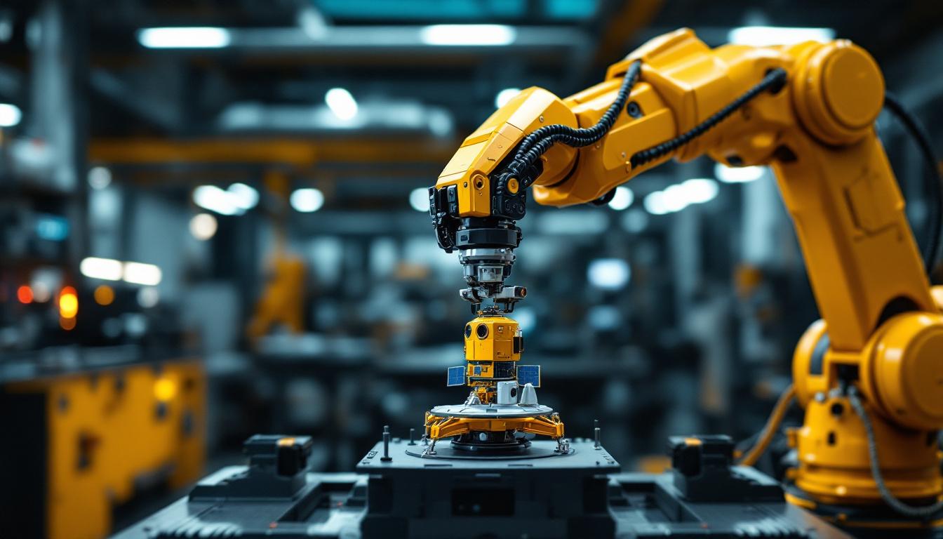 A photograph of a sleek industrial robotic arm in action