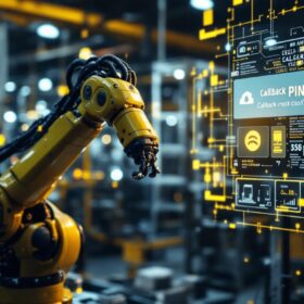 A photograph of a robotic arm in an industrial setting