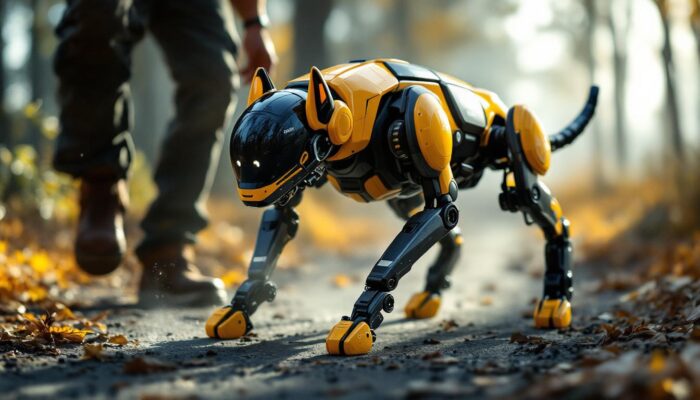 A photograph of a darpa robotic dog in action