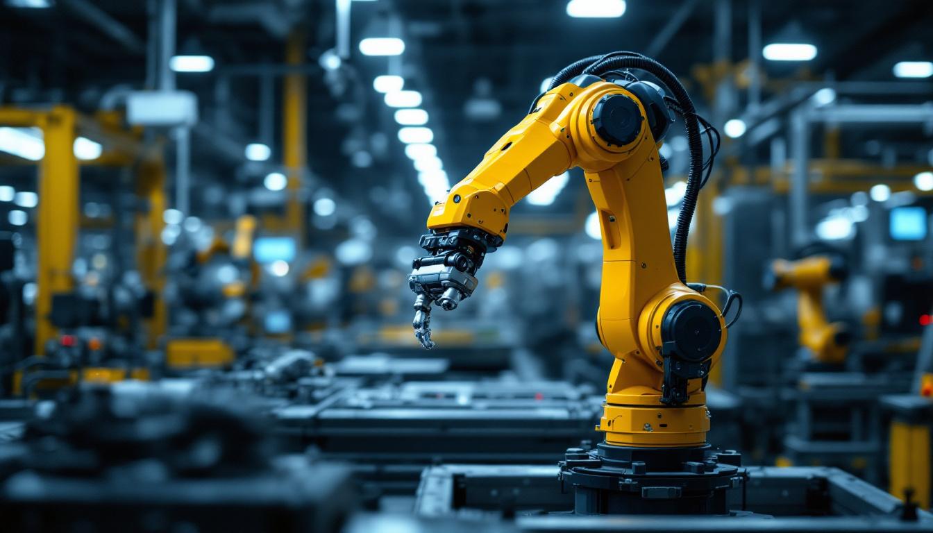A photograph of a sleek industrial robotic arm in action