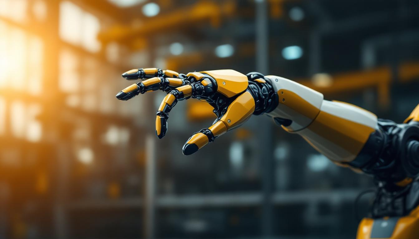 A photograph of a robotic arm in action