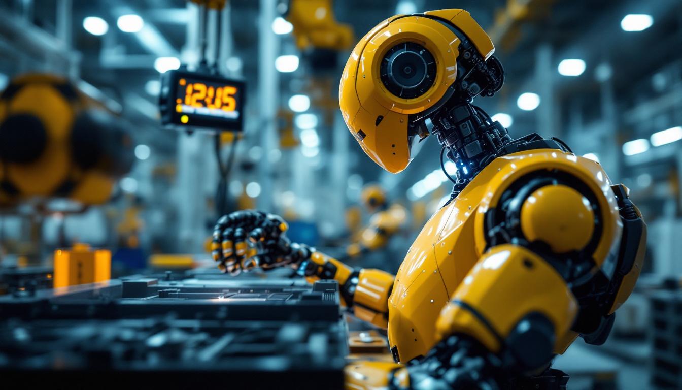 A photograph of a modern industrial robot in action within a manufacturing environment