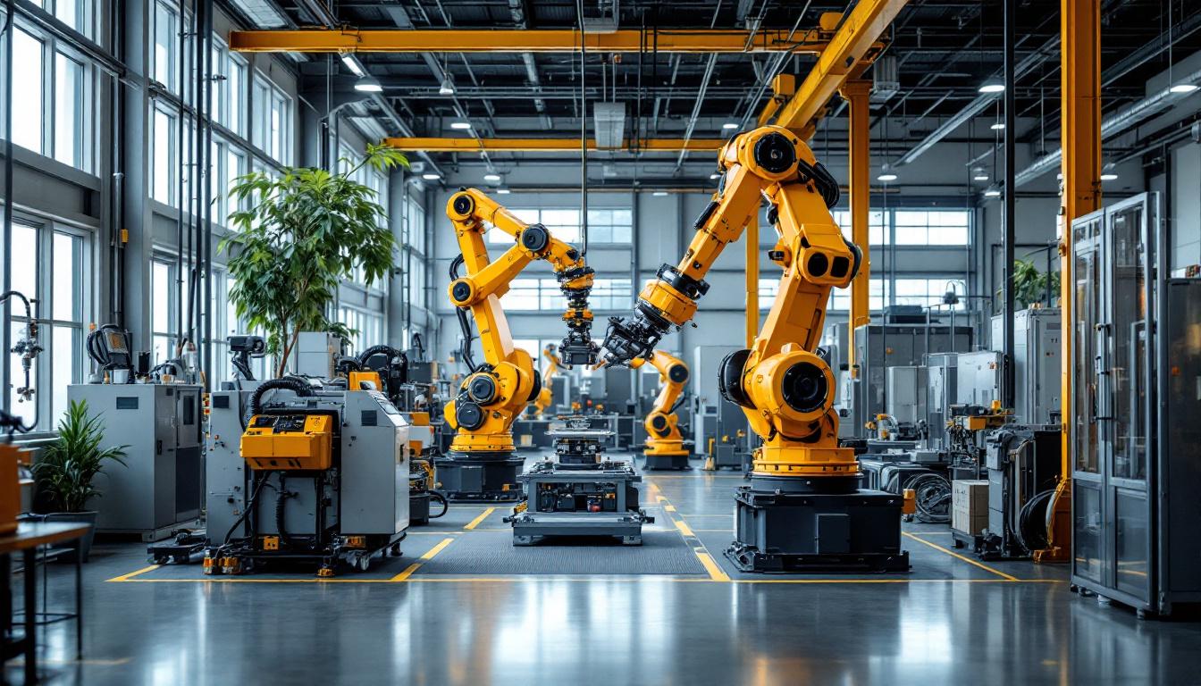 A photograph of an industrial robotics facility in waltham