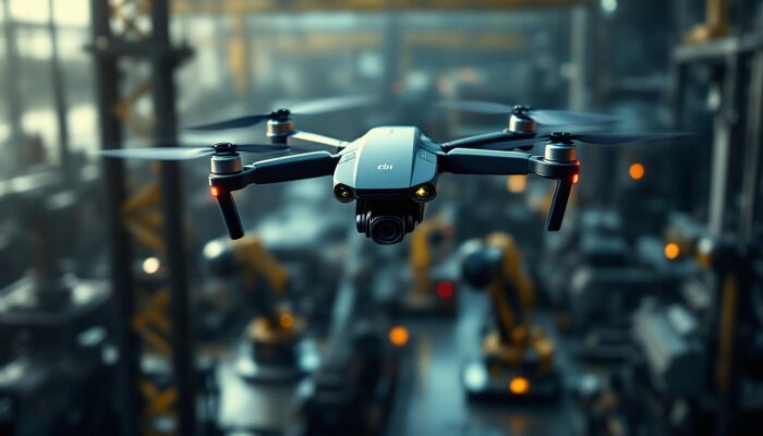 A photograph of a dji drone in action