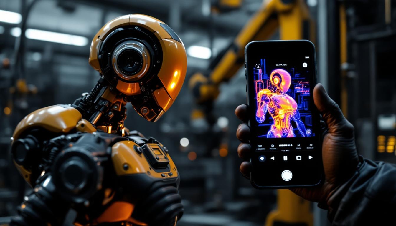 A photograph of a thermal phone camera in action