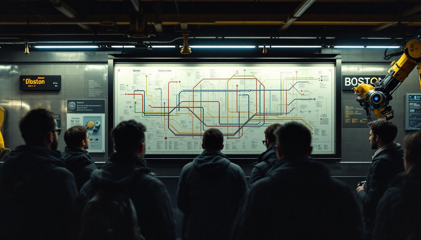 A photograph of a bustling boston subway station