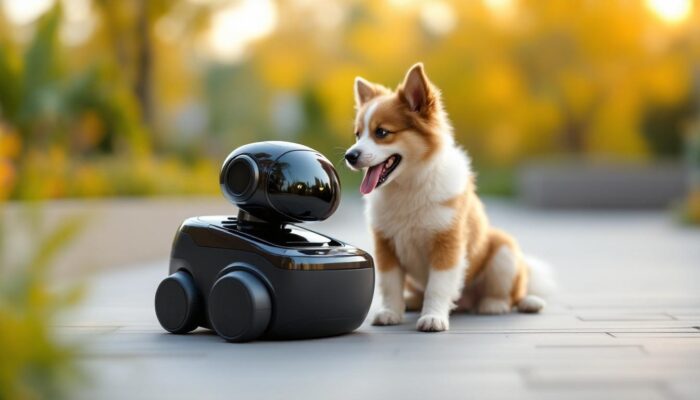 A photograph of a playful dog interacting with a sleek