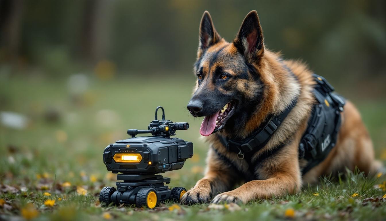 A photograph of a police dog in action