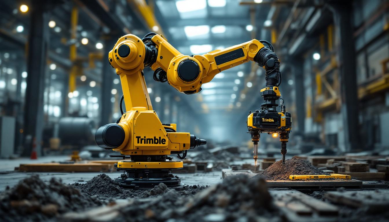A photograph of a trimble robotic system in action on an industrial site