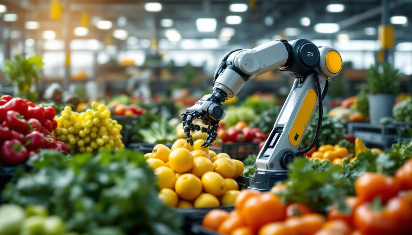 A photograph of a sleek industrial robotic arm in action