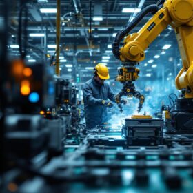 A photograph of a dynamic industrial setting in the boston consulting group office