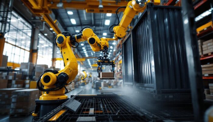 A photograph of a robotic arm in action