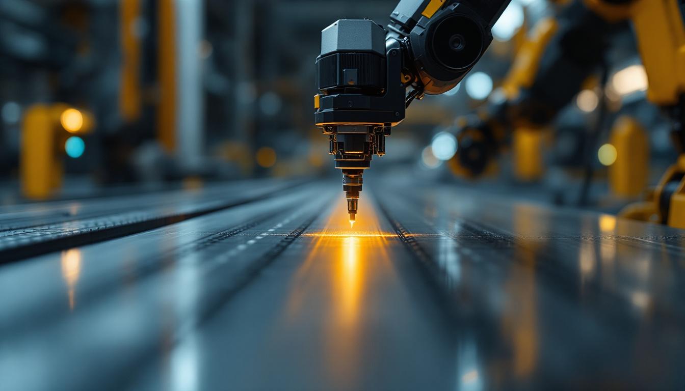 A photograph of a sleek industrial robot in action