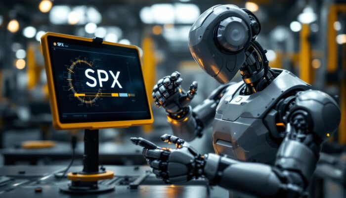 A photograph of a sleek industrial robot in action