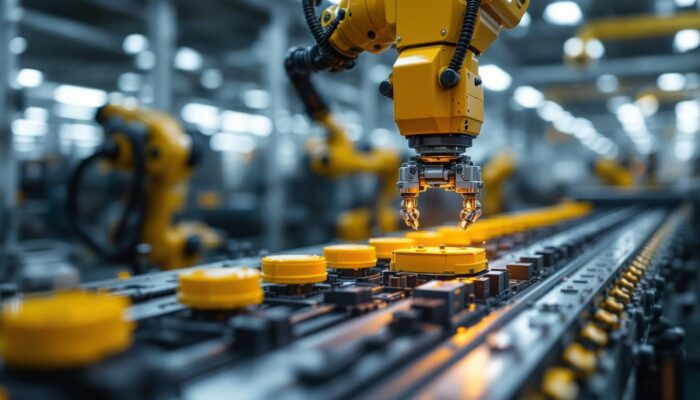 A photograph of a robotic arm in action