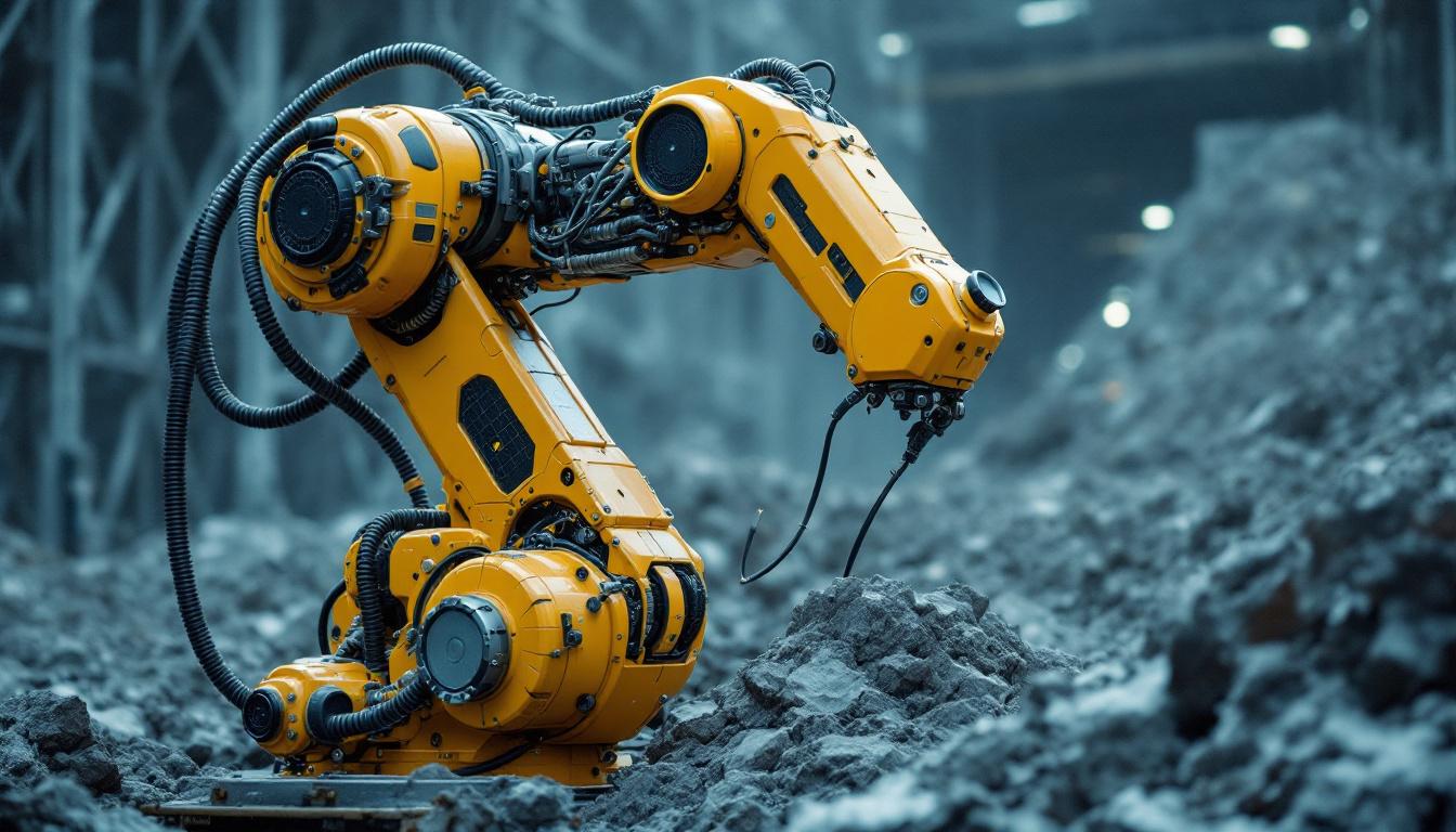 A photograph of a robotic arm or industrial robot in action during the fukushima daiichi cleanup