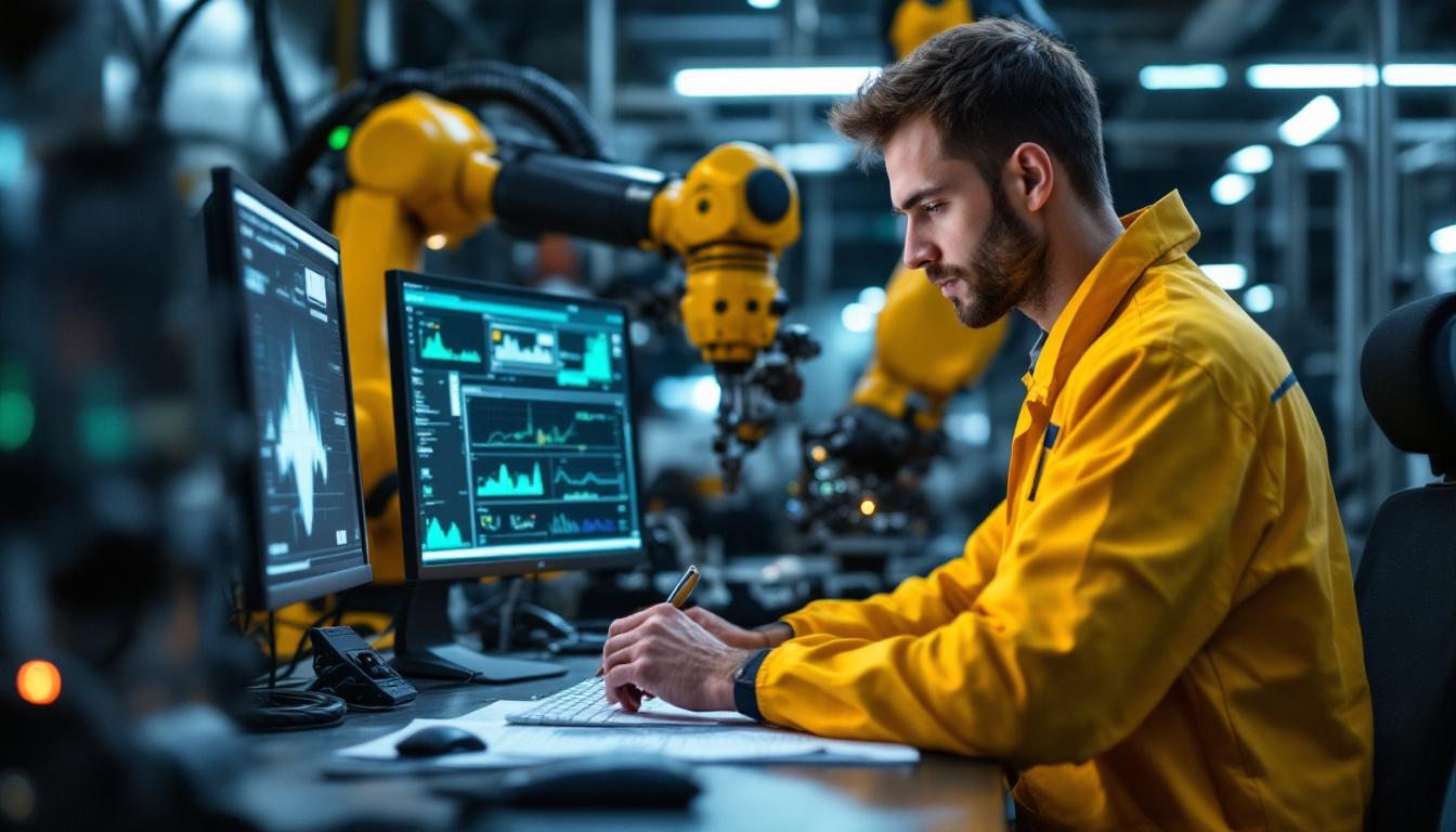 A photograph of a skilled technician engaged in the process of data annotation on a computer