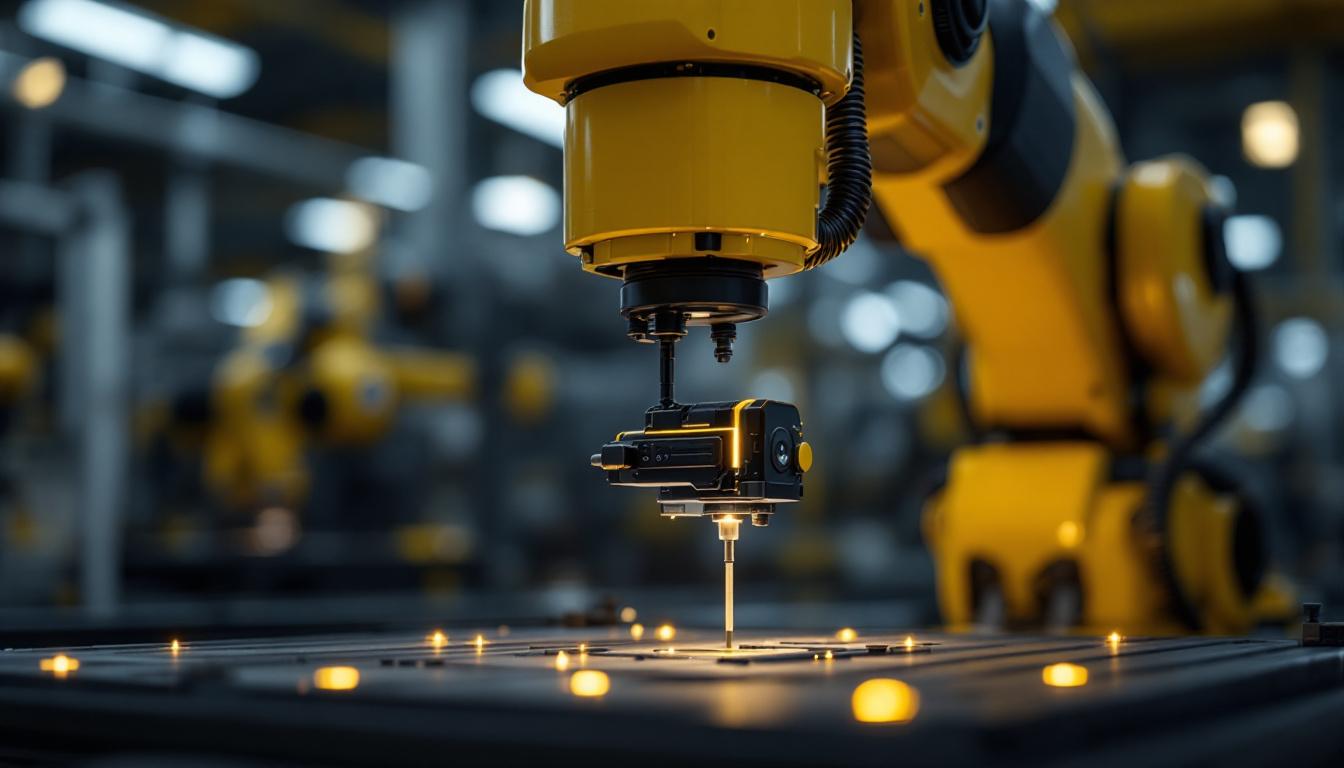 A photograph of a close-up view of a stretch sensor integrated into an industrial robotic arm