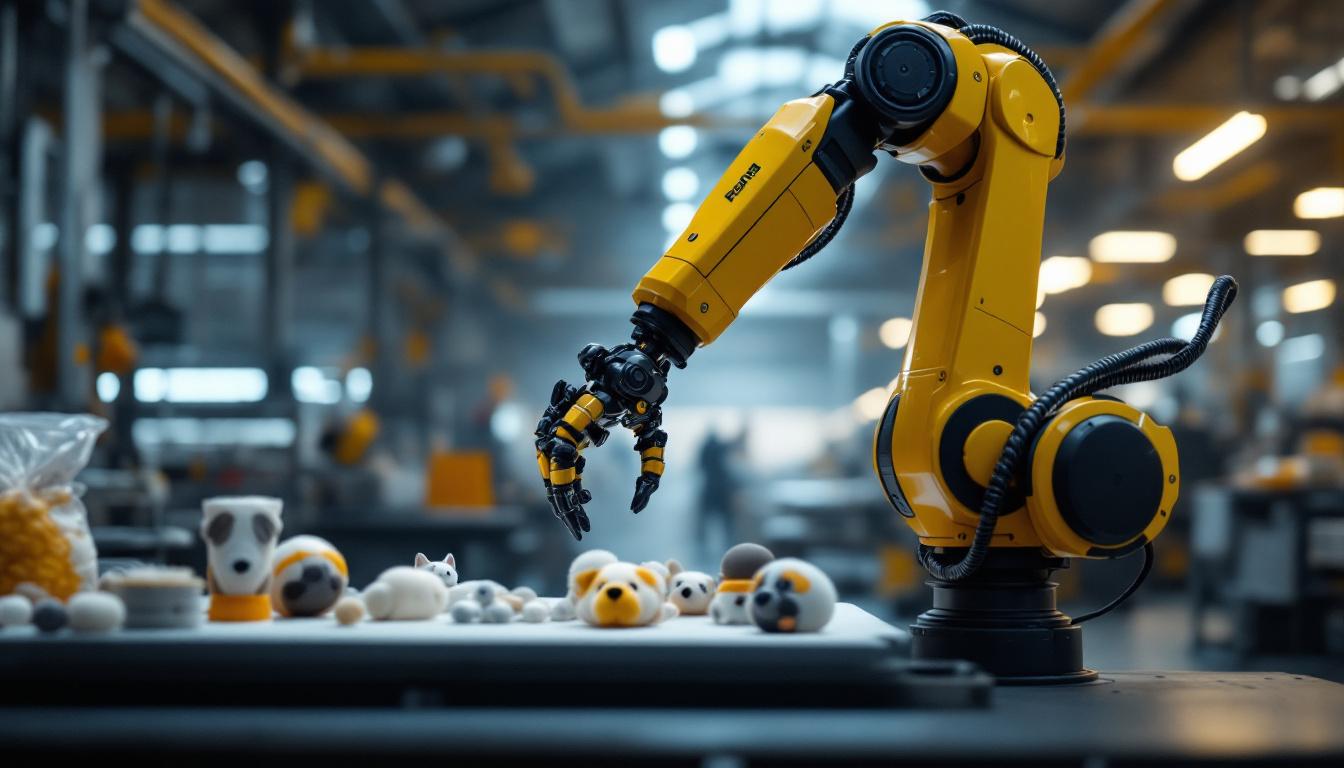 A photograph of a sleek industrial robotic arm in action